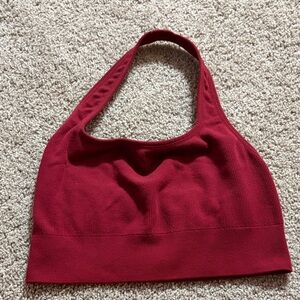 Red Halter Neck Crop Top